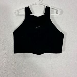 Nike Dri-Fit Black High Neckline Lace Up Back Sports Bra Size Medium